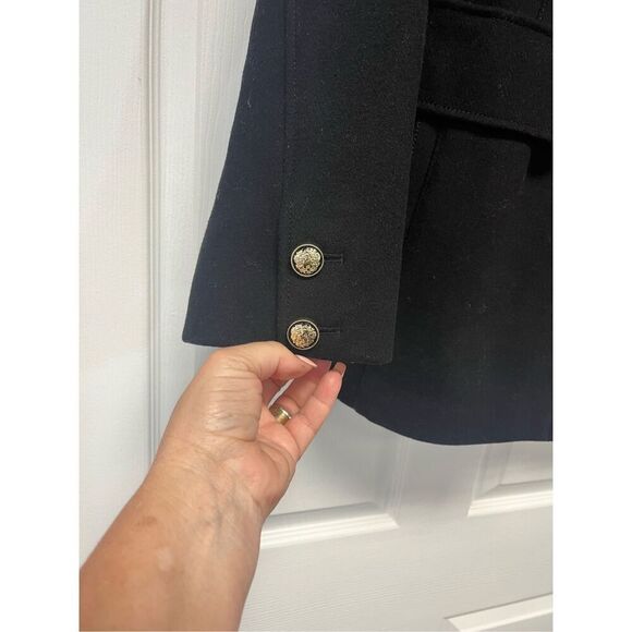 Vince Camuto Black Wool Single Breasted Back Gathered Military Jacket sz L - Picture 3 of 9
